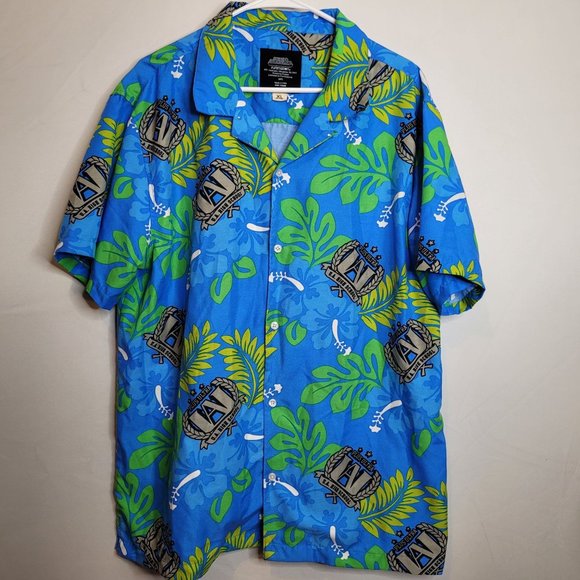 My Hero Academia Hawaiian Style Shirt Novelty Print Blue Green Floral Size XL - Picture 1 of 7